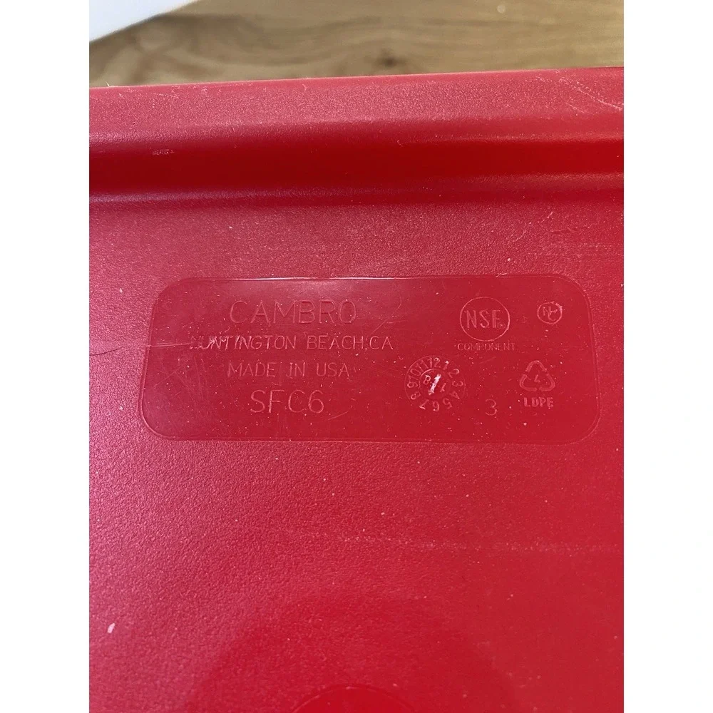 Rubbermaid Commercial Square Storage Container 6 Qt Clear Red Lid‎ Handles 6306